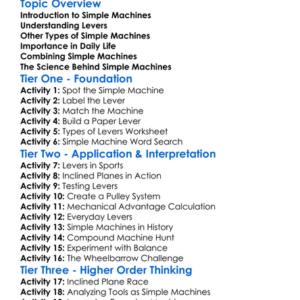 Levers And Simple Machines Worksheet Activity Booklet