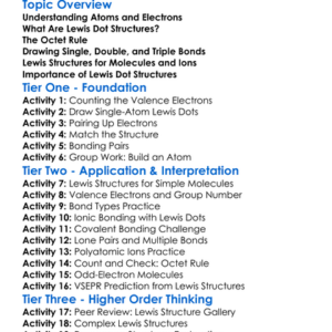 Lewis Dot Structures Worksheet Activity Booklet