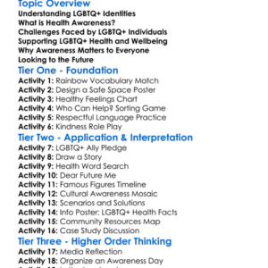 Lgbtq Health Awareness Worksheet Activity Booklet
