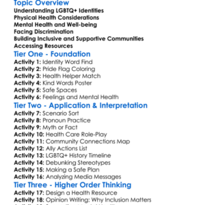 Lgbtq Health Topics Worksheet Activity Booklet