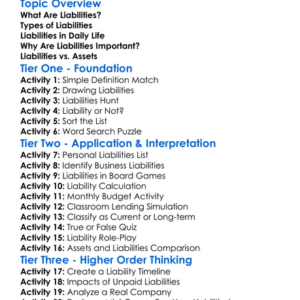 Liabilities Worksheet Activity Booklet