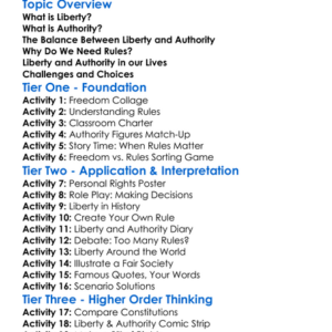 Liberty And Authority Worksheet Activity Booklet