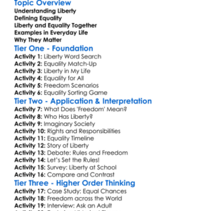 Liberty And Equality Worksheet Activity Booklet
