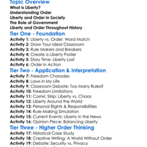 Liberty And Order Worksheet Activity Booklet