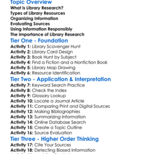 Library Research Worksheet Activity Booklet