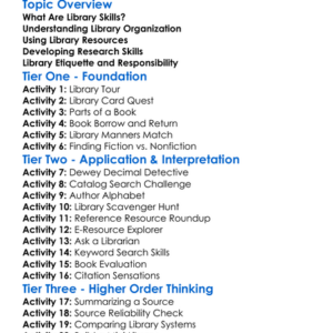 Library Skills Worksheet Activity Booklet