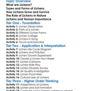 Lichens And Their Importance Worksheet Activity Booklet