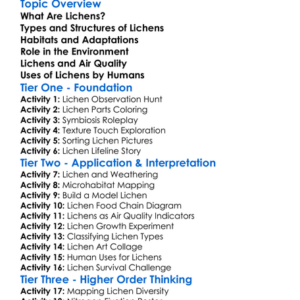 Lichens And Their Role Worksheet Activity Booklet