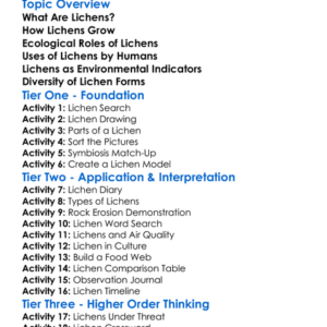 Lichens And Their Significance Worksheet Activity Booklet