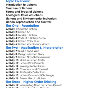 Lichens Structure And Ecology Worksheet Activity Booklet