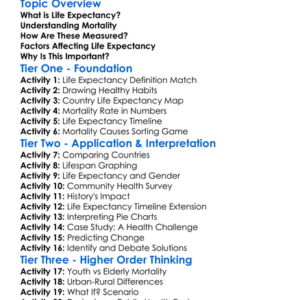 Life Expectancy And Mortality Worksheet Activity Booklet