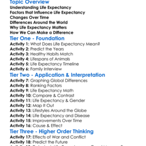 Life Expectancy Worksheet Activity Booklet