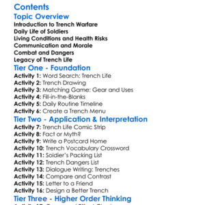Life In The Trenches During World War I Worksheet Activity Booklet