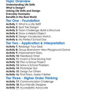 Life Skills Through Design Worksheet Activity Booklet