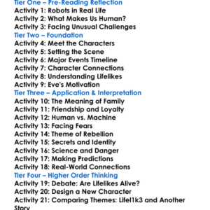 Lifel1K3 Jay Kristoff Worksheet Activity Booklet