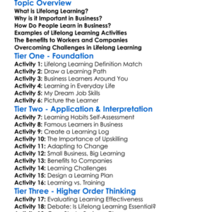 Lifelong Learning In Business Worksheet Activity Booklet