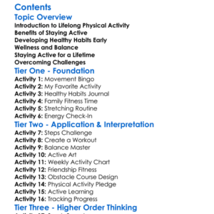 Lifelong Physical Activity And Wellness Worksheet Activity Booklet