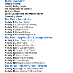 Lifestyle And Health Worksheet Activity Booklet