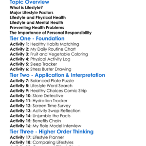 Lifestyle And Its Effects On Health Worksheet Activity Booklet