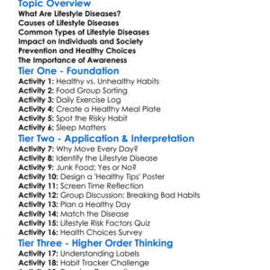 Lifestyle Diseases Worksheet Activity Booklet