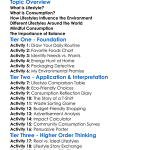Lifestyles And Consumption Worksheet Activity Booklet
