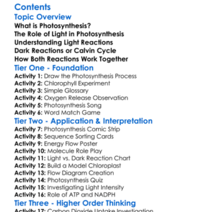 Light And Dark Reactions In Photosynthesis Worksheet Activity Booklet