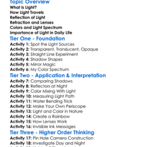 Light And Its Properties Worksheet Activity Booklet