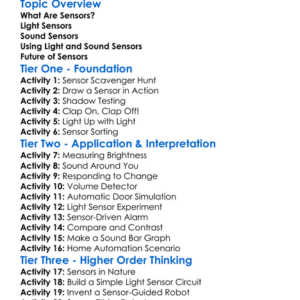 Light And Sound Sensors Worksheet Activity Booklet