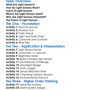 Light Sensors Worksheet Activity Booklet