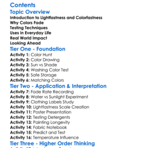 Lightfastness And Colorfastness Testing Worksheet Activity Booklet