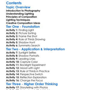 Lighting And Composition In Photography Worksheet Activity Booklet