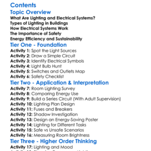 Lighting And Electrical Systems In Buildings Worksheet Activity Booklet