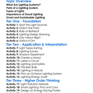 Lighting Systems Worksheet Activity Booklet