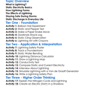 Lightning And Static Discharge Worksheet Activity Booklet
