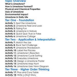 Limestone And Its Uses Worksheet Activity Booklet