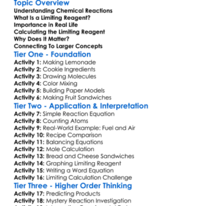 Limiting Reagent Worksheet Activity Booklet