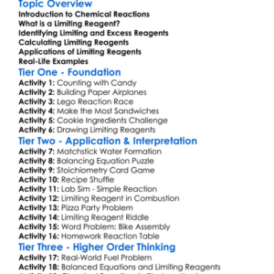 Limiting Reagents Worksheet Activity Booklet
