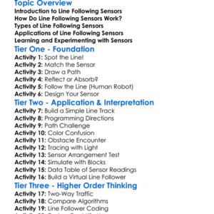 Line Following Sensors Worksheet Activity Booklet