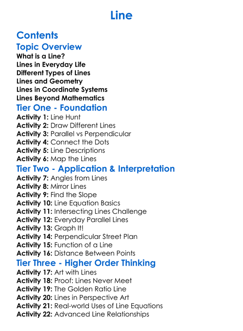 Line Worksheet Activity Booklet