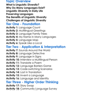 Linguistic Diversity Worksheet Activity Booklet
