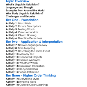 Linguistic Relativism Worksheet Activity Booklet