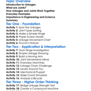 Linkages And Joints Worksheet Activity Booklet