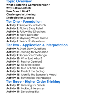 Listening Comprehension Worksheet Activity Booklet