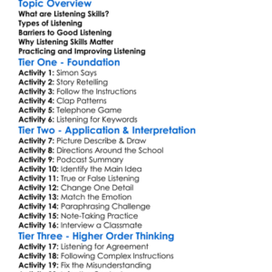 Listening Skills Worksheet Activity Booklet
