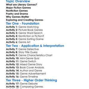 Literary Genres Worksheet Activity Booklet