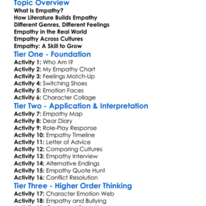 Literature And Empathy Worksheet Activity Booklet