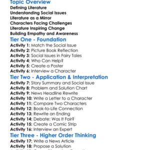 Literature And Social Issues Worksheet Activity Booklet