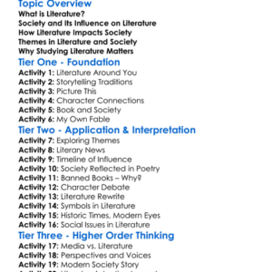 Literature And Society Worksheet Activity Booklet
