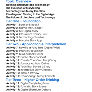 Literature And Technology Worksheet Activity Booklet