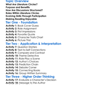 Literature Circles And Discussion Worksheet Activity Booklet